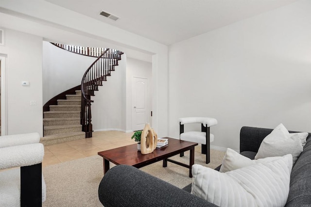 2258 Aventurine Pl, Carlsbad, CA 92009 - living room featuring stairs, light tile patterned floors, and baseboards