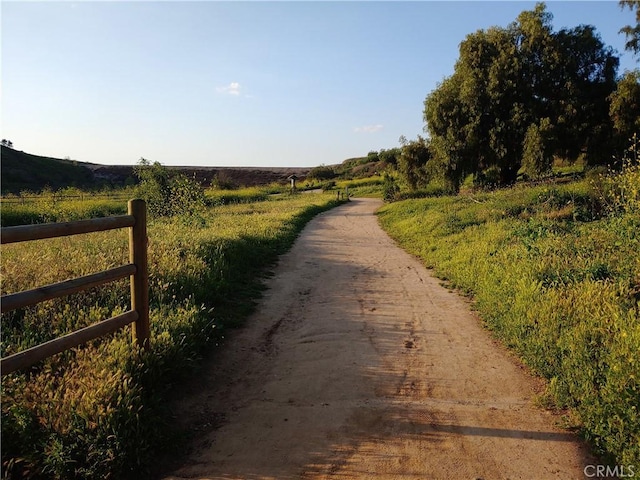 view of street with a rural view