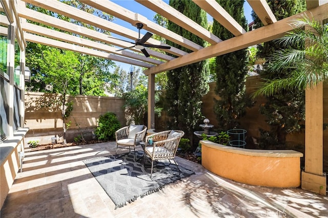 view of patio with a fenced backyard and a pergola