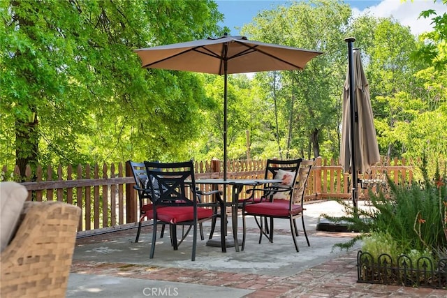 26231 Wilson St, Los Molinos, CA 96055 - view of patio / terrace featuring fence and outdoor dining area