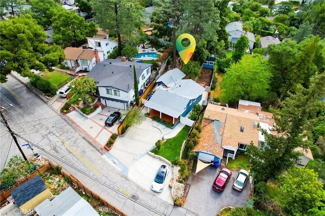 aerial view with a residential view