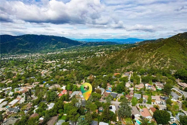 drone / aerial view with a mountain view