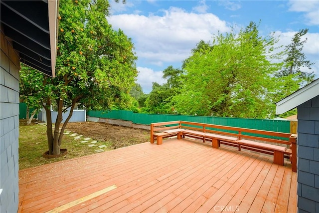 deck featuring a fenced backyard