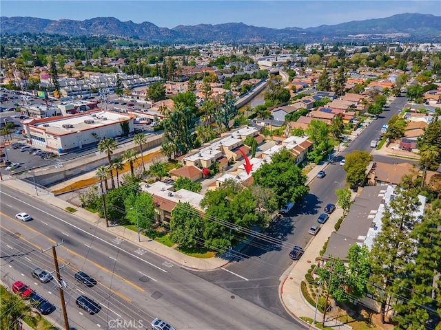 drone / aerial view with a mountain view