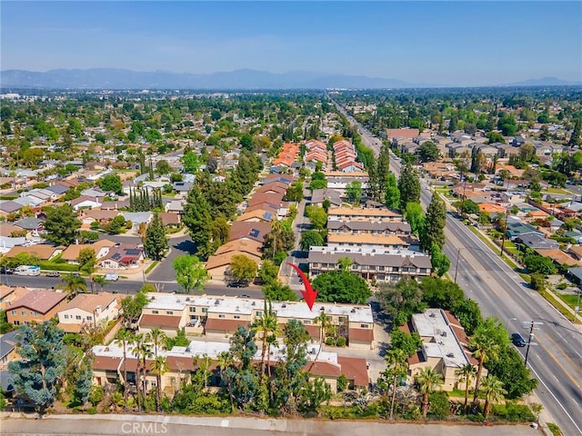 bird's eye view with a mountain view and a residential view