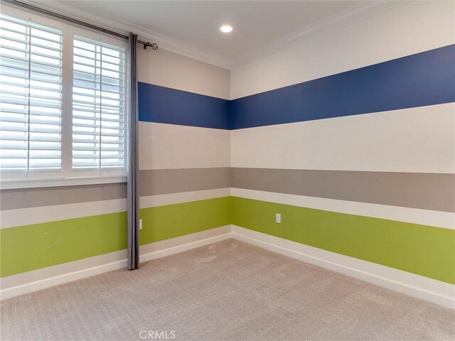 418 Maravilla Ln, Brea, CA 92823 - carpeted spare room with ornamental molding, baseboards, and recessed lighting