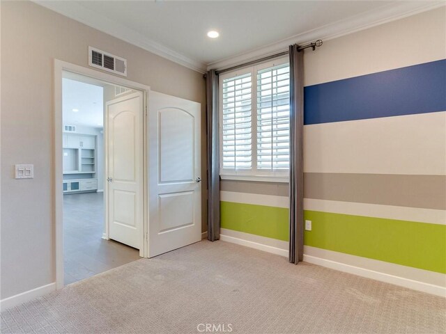 418 Maravilla Ln, Brea, CA 92823 - unfurnished bedroom featuring carpet floors, ornamental molding, baseboards, and recessed lighting