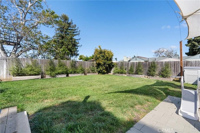 view of yard featuring a fenced backyard