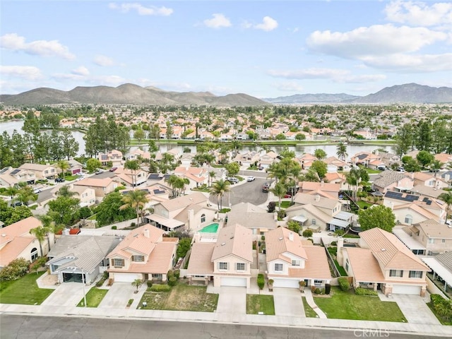 birds eye view of property featuring a residential view and a mountain view