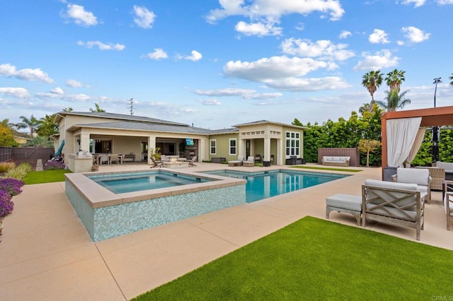 956 Urania Ave, Encinitas, CA 92024 - view of pool featuring an in-ground hot tub, outdoor lounge area, and a patio