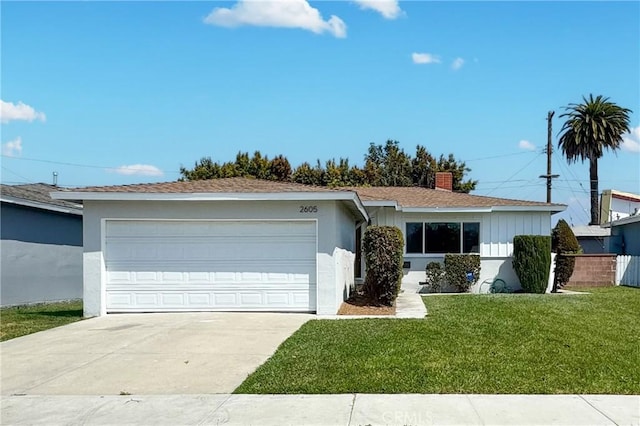 2605 W 163rd St, Torrance, CA 90504 - ranch-style house with a chimney, stucco siding, driveway, and a front yard