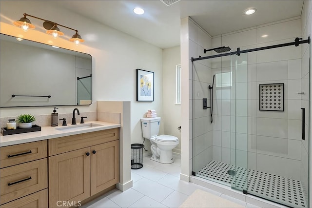 2605 W 163rd St, Torrance, CA 90504 - full bath with vanity, a stall shower, tile patterned flooring, and recessed lighting