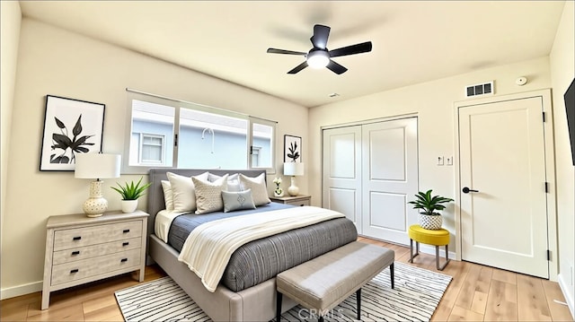 2605 W 163rd St, Torrance, CA 90504 - bedroom featuring light wood-style flooring, a closet, and ceiling fan