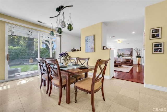 11913 Solitaire Ct, Jurupa Valley, CA 91752 - dining room featuring baseboards, recessed lighting, light tile patterned flooring, and visible vents