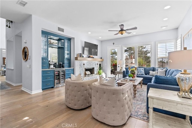 2 Kennedy Ct, Coto De Caza, CA 92679 - living area featuring ceiling fan, light wood-type flooring, and visible vents