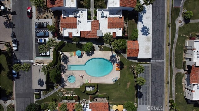 2240 S Palm Canyon Dr Unit 20, Palm Springs, CA 92264 - aerial view of property and surrounding area with a pool area