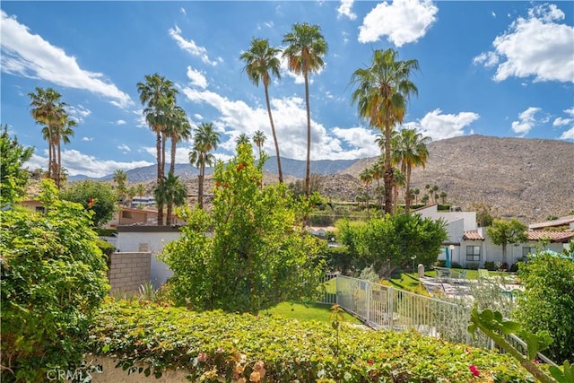 2240 S Palm Canyon Dr Unit 20, Palm Springs, CA 92264 - view of yard with a mountain view and fence
