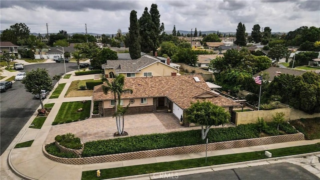 aerial view with a residential view