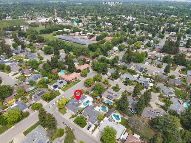 1635 Almendia Dr, Chico, CA 95926 - aerial view of property's location featuring a pool area
