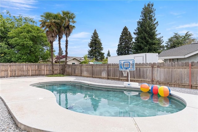 view of pool featuring a fenced backyard and a fenced in pool