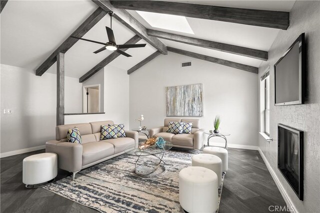 1635 Almendia Dr, Chico, CA 95926 - living room featuring dark wood finished floors, baseboards, a fireplace, and a ceiling fan