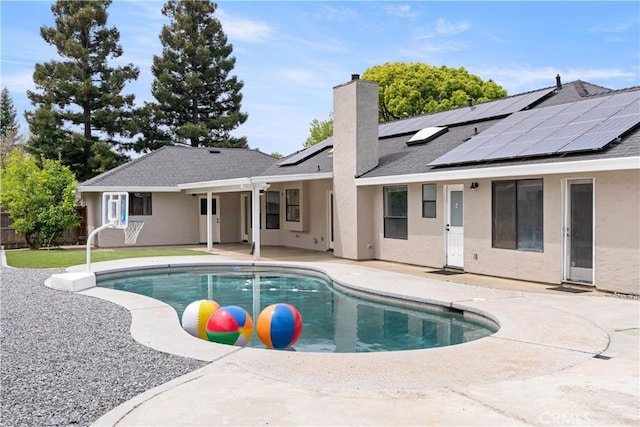view of pool with fence, a fenced in pool, and a patio