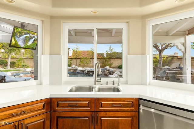 5580 Bromely Dr, Oak Park, CA 91377 - bar with stainless steel dishwasher and a sink