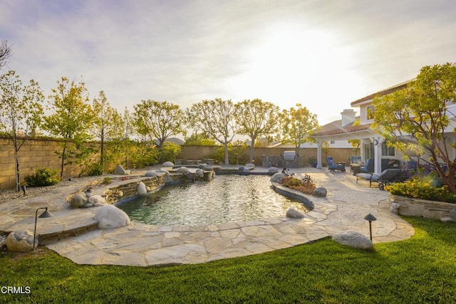 5580 Bromely Dr, Oak Park, CA 91377 - view of pool with a patio, a fenced in pool, and a fenced backyard