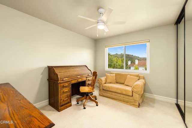 5580 Bromely Dr, Oak Park, CA 91377 - office featuring light colored carpet, baseboards, and ceiling fan
