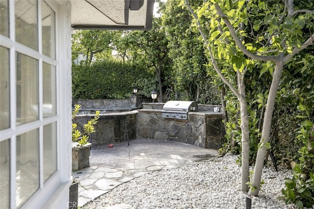 view of patio with area for grilling