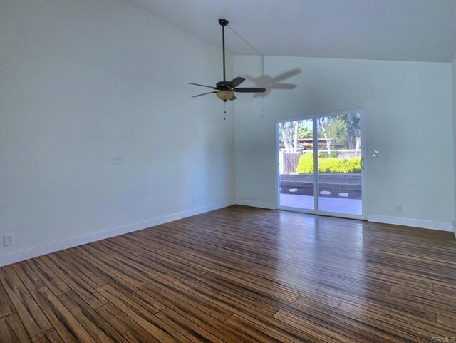 15408 Glentree Rd, Valley Center, CA 92082 - spare room with ceiling fan, dark wood finished floors, and high vaulted ceiling