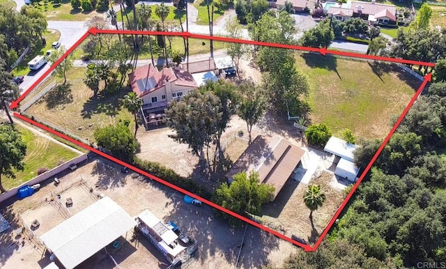 15408 Glentree Rd, Valley Center, CA 92082 - aerial view of property and surrounding area featuring property boundaries highlighted