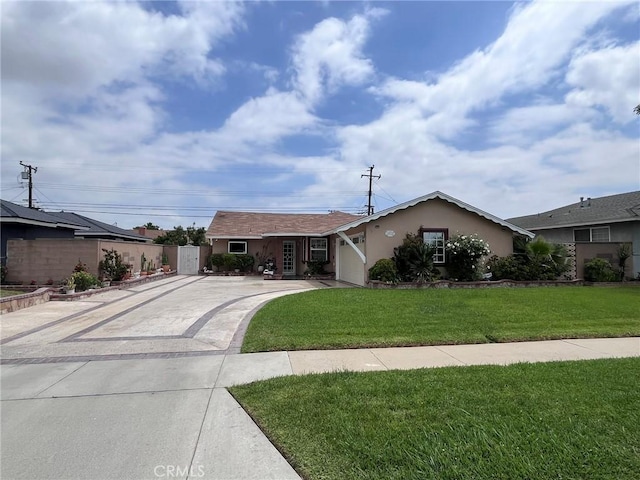 19522 Caney Ave, Carson, CA 90746 - ranch-style home with stucco siding, a front yard, and concrete driveway