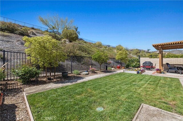 view of yard featuring a patio and a fenced backyard