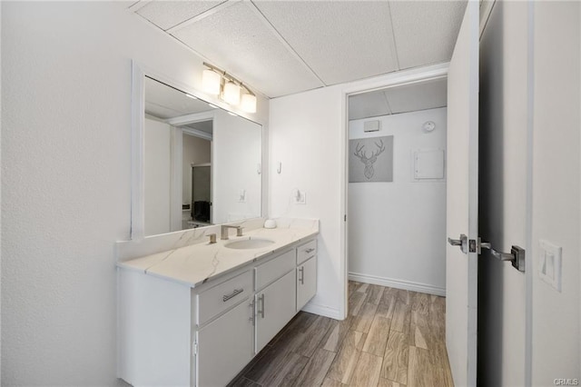 bathroom featuring wood finished floors and vanity