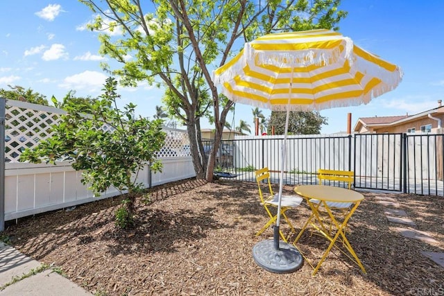 view of yard with a fenced backyard