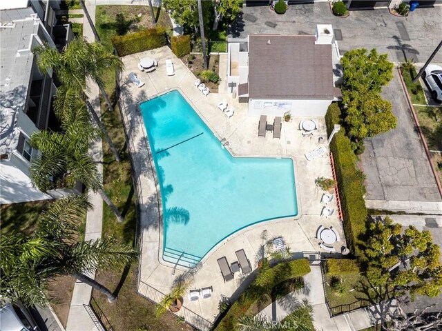 aerial view of a pool