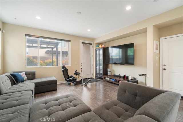 2677 E Tyler St, Long Beach, CA 90810 - living area with recessed lighting, baseboards, and wood finished floors