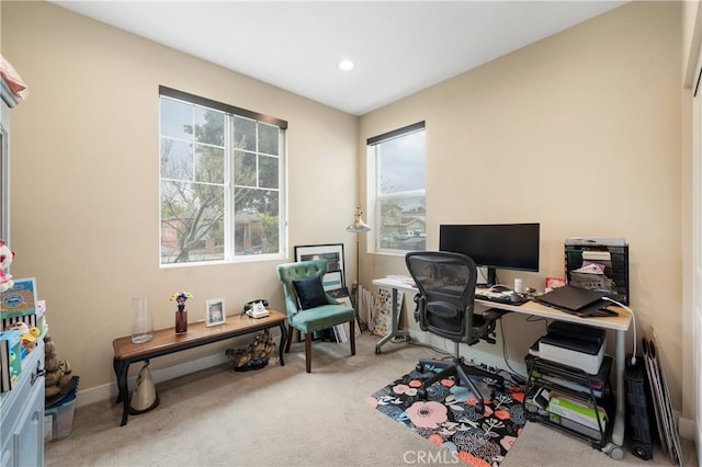 2677 E Tyler St, Long Beach, CA 90810 - office area with carpet floors, baseboards, and recessed lighting