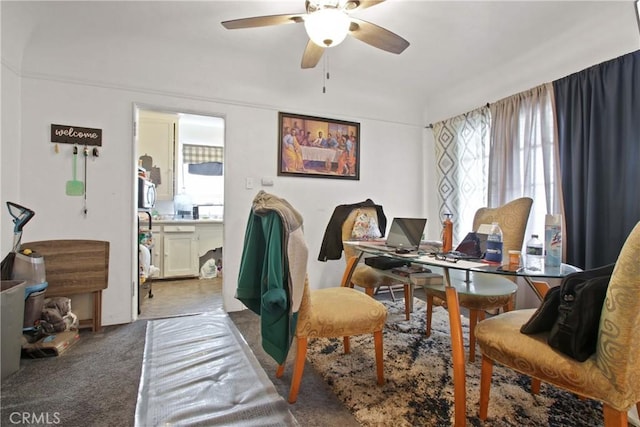 159 E 105th St, Los Angeles, CA 90003 - office with ceiling fan and carpet floors