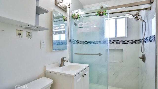13241 Fairview St, Garden Grove, CA 92843 - full bathroom featuring vanity, toilet, and a shower stall