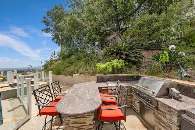 view of patio / terrace with outdoor dining area, exterior kitchen, and grilling area