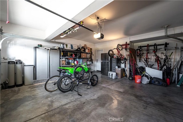garage with a garage door opener