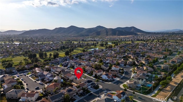 aerial view with a residential view and a mountain view