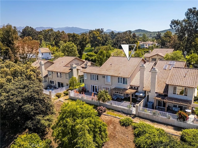 bird's eye view with a residential view and a mountain view