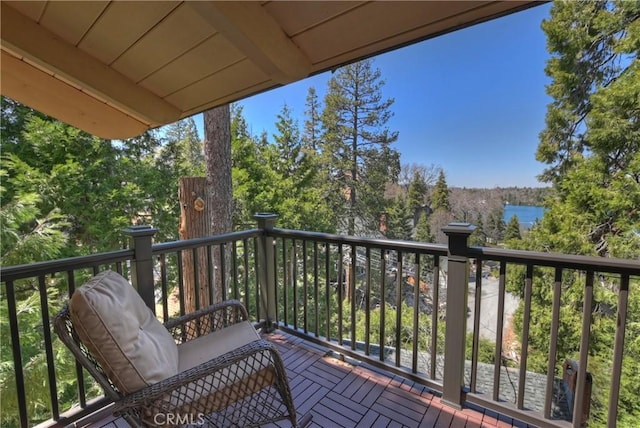 balcony featuring a water view