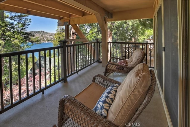 balcony with a water view
