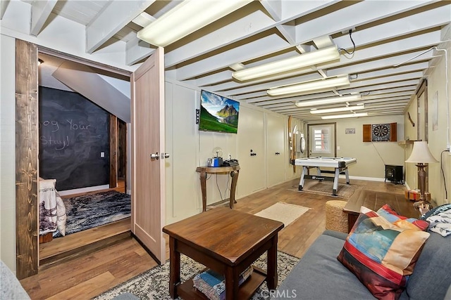 living room with wood finished floors