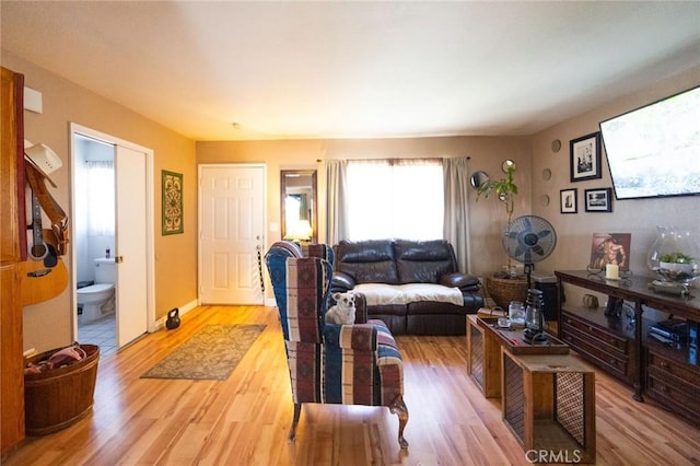 living room with light wood-type flooring