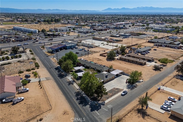 birds eye view of property featuring a mountain view